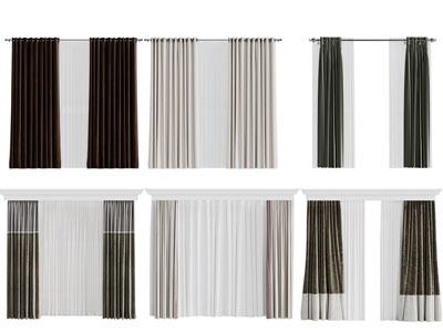 现代窗帘窗纱3d模型 现代窗帘窗纱