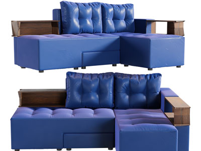 现代蓝色多人沙发3d模型 现代蓝色多人沙发