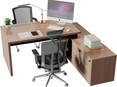 现代实木老板台、办公桌椅组合