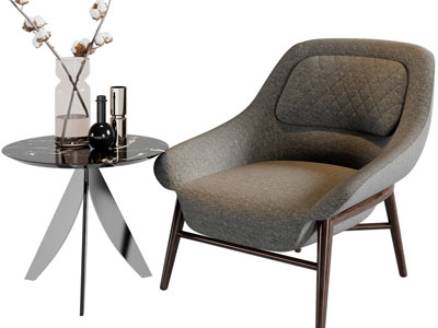 现代休闲椅子、边几