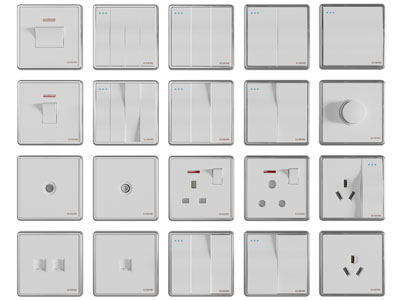 现代开关面板、插座3d模型 现代开关面板、插座