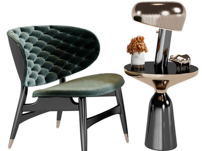 现代休闲椅子、边几