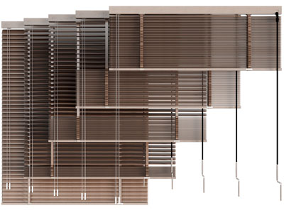 现代百叶窗帘、拉帘3d模型 现代百叶窗帘、拉帘