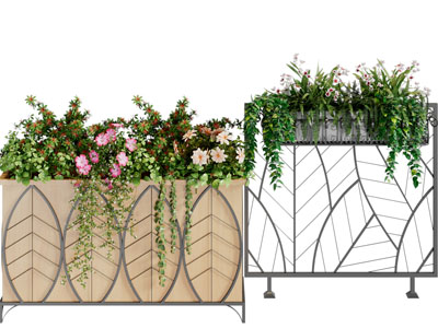 现代户外实木花盆盆栽植物