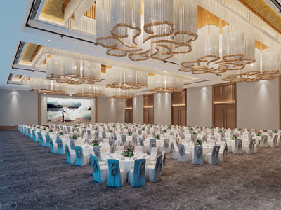 新中式酒店大堂前台接待区