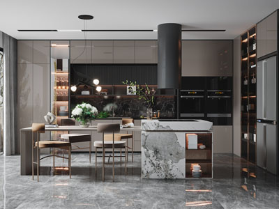 现代轻奢餐厅厨房