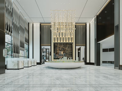 现代售楼处大堂前台接待区