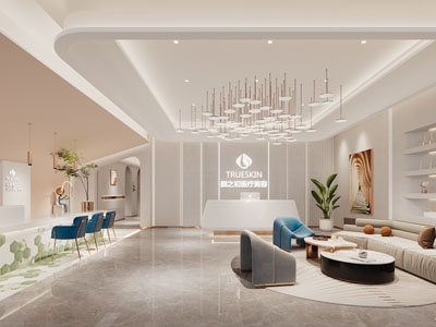 现代轻奢美容院大堂前台接待区