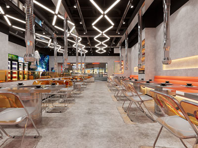 工业loft饭店餐馆火锅店3d模型 工业loft饭店餐馆火锅店