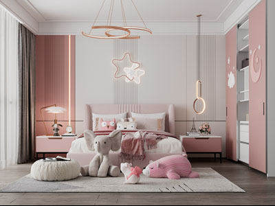 现代公主房卧室儿童房