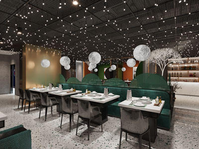 工业loft火锅店就餐区3d模型 工业loft火锅店就餐区