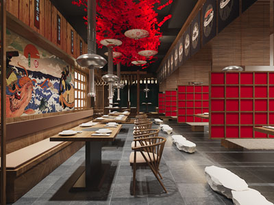 日韩饭店餐馆就餐区