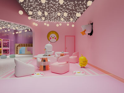 现代轻奢游乐场休息区