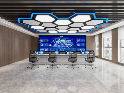 后现代监控室指挥中心