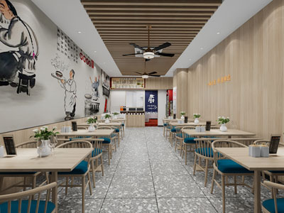 新中式饭店餐馆就餐区