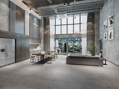 工业loft茶水间、水吧、休闲区