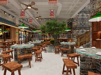 工业loft饭店餐馆就餐区