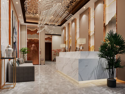 新中式大堂前台接待区