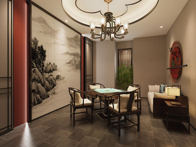 新中式麻将桌棋牌室