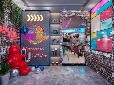 工业loft酒吧玄关门厅