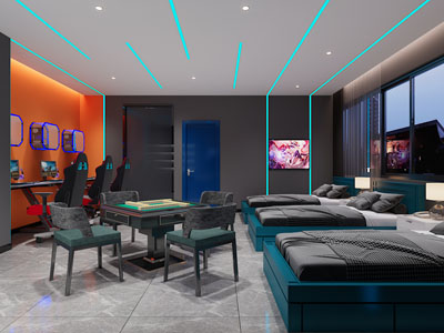 后现代电竞游戏包房、麻将室