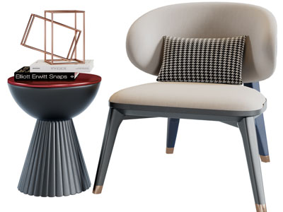 现代休闲椅子、边几