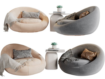 现代懒人沙发、边几