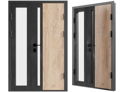 现代字母入户平开门