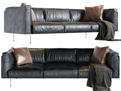 工业风loft真皮多人沙发3d模型 工业风loft真皮多人沙发