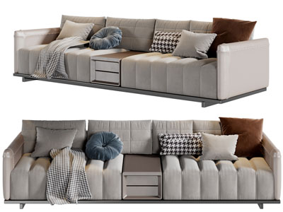 新中式中间装饰茶几的多人沙发3d模型 新中式中间装饰茶几的多人沙发