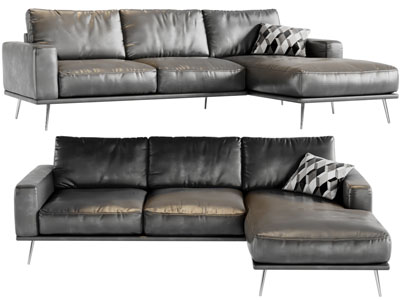 现代真皮转角多人沙发3d模型 现代真皮转角多人沙发