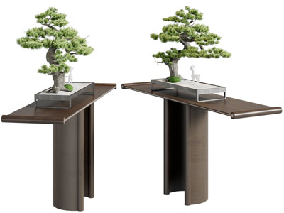 新中式端景台3d模型 新中式端景台