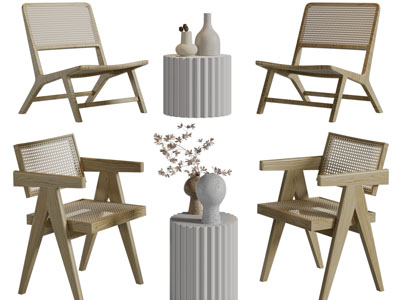 侘寂风休闲椅子、边几