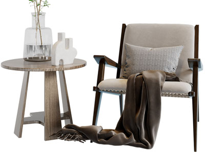 北欧休闲椅子、边几