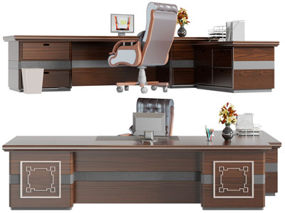 新中式老板台、办公桌椅组合