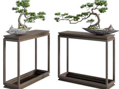 新中式端景台3d模型 新中式端景台