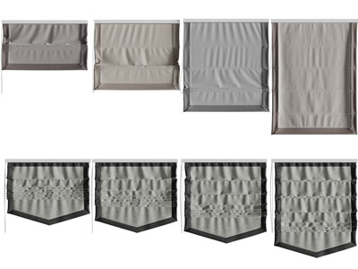 新中式罗马帘、拉帘3d模型 新中式罗马帘、拉帘