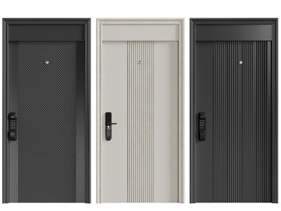 现代带密码门锁的入户平开门