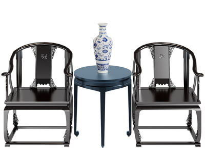 中式扶手椅子、边几