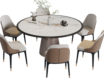 现代圆形餐桌椅组合