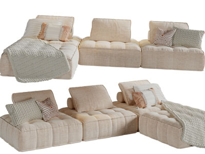 现代布艺转角多人沙发3d模型 现代布艺转角多人沙发