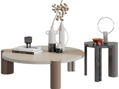 侘寂风圆形茶几