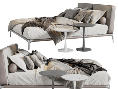 现代布艺双人床