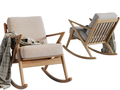 北欧实木摇椅、休闲椅子