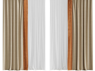 现代拼接窗帘窗纱3d模型 现代拼接窗帘窗纱