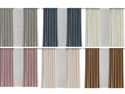 现代布艺窗帘窗纱3d模型 现代布艺窗帘窗纱