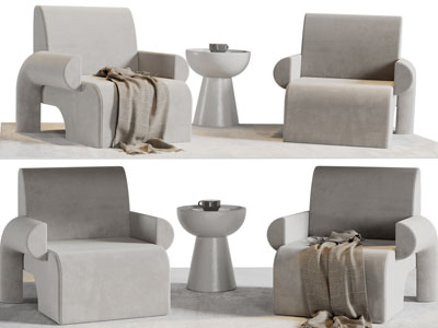 侘寂风单人沙发3d模型 侘寂风单人沙发