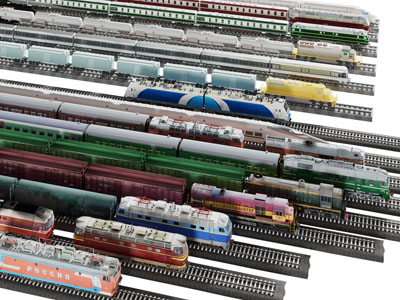 现代火车头、车厢和轨道3d模型 现代火车头、车厢和轨道