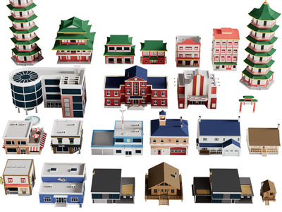 现代塔、学校、医院建筑