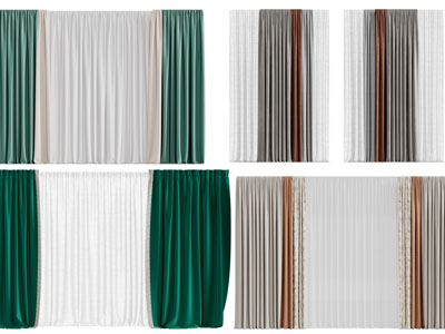 现代布艺窗帘窗纱3d模型 现代布艺窗帘窗纱